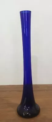 Cobalt Blue Glass Bud Vase - 30cm High • $28