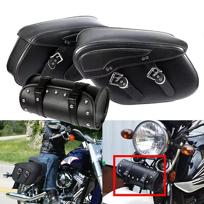 Saddle Bags & Tool Bag For Yamaha V-star XVS 950 650 1100 1300 Classic Custom • $145.99