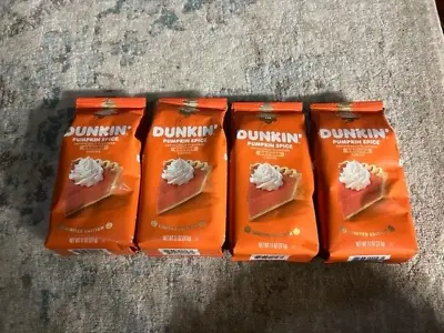 $34.99 • Buy Lot Of 4 Dunkin Pumpkin Spice Ground Coffee 11 Oz, New
