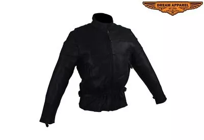 Motorcycle Women's Black Leather Biker Fashion Jacket W/ 2 Zippered Vents • $108.99