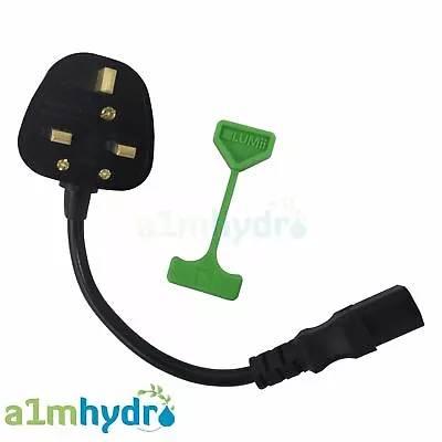 Lumii HID CFL Shade Converter IEC Kettle Lead Adapter UK Wired Plug Hydroponics • £5.49