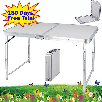 120cm Folding Table Portable Fold Up Tables Camping Garden Party Trestle Dinner • £21