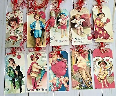 10 Vintage Style Valentine~Handmade~Gift Tags~Scrapbooks~Journals~Crafts • $4.79