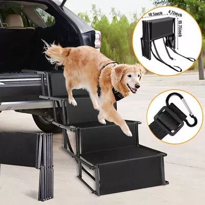 Large Folding Dog Ramp Non-Slip Stair Pet Steel Ladder Steps For Car SUV Truck • $39.42