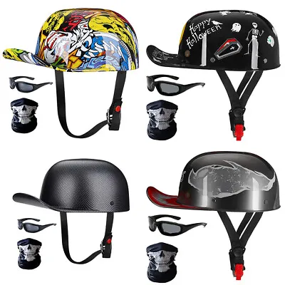 Motorcycle Half Helmet Open Face Retro Baseball Cap Scooter Moped Jet Helmet Dot • $49.99