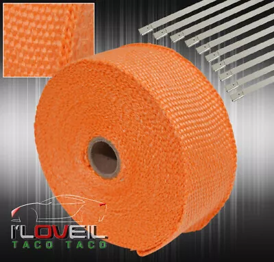 10M Orange Fiberglass Intake Thermal Heat Wrap Tape High Heat Cloth Roll • $20.99