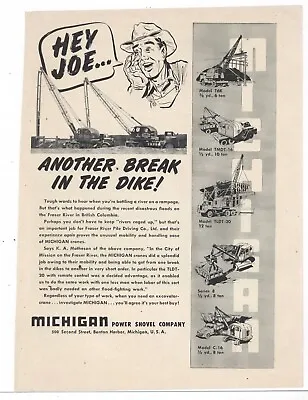 1951 Michigan Power Shovel Ad: Fraser River Pile Driving Truck Cranes BC Canada • $17.76