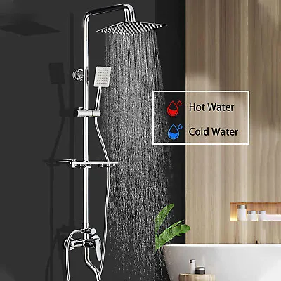 Bathroom Shower Faucet Set With Tub Spout 8“Rainfall Shower Fixture Wall Mounted • $59.99