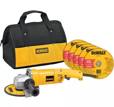 DEWALT Angle Grinder Tool Kit: Bag + 5 Cutting Wheels 7-Inch 13-Amp (DW840K) • $129.99