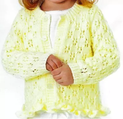 £1.99 • Buy Spring Summer Pretty Lacy Cardigan Jacket KNITTING PATTERN DK 16 - 26 Baby Girls