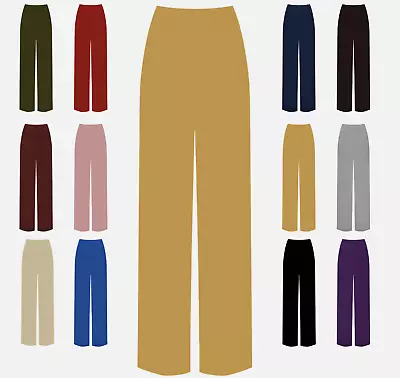 New Women's Plus Size Palazzo Wide Leg Flared Ladies Stretch Trousers Pants 8-30 • £13.79