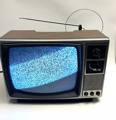 Vintage 1983 Emerson B-120A Portable Dial Television 12  Retro Woodgrain WORKING • $249.99