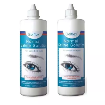 2 X Gelflex Contact Lens Solution Preserved Saline 500mL For Sensitive Eyes • $23.27