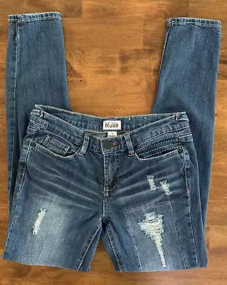Women's Size 5 Mudd Jeans Slim Skinny Destroyed Stretch Medium Wash Inseam 29½  • $16.95