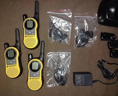 3X Motorola TALKABOUT Radio MH230TPR Yellow Two Way Radios All Accessories Rare • $85