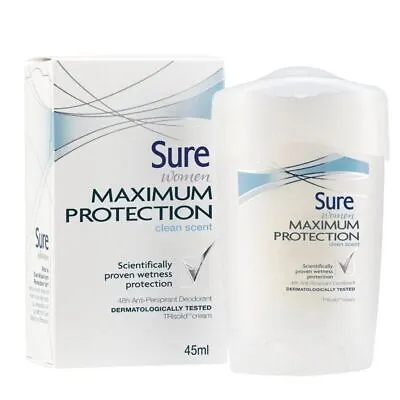 £9.32 • Buy Sure Women Maximum Protection Anti-Perspirant Deodorant Clean Scent Cream 45ml
