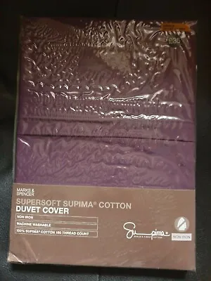 M&s Supersoft Supima Cotton Duvet Cover - Damson - Single • £29