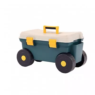 NEW! Outdoor Garden Rolling Tool Cart Storage Trolley Seat Box • £21.99