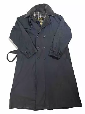 Barbour Vintage 90s Wax Trench Coat Navy Blue Mens Waxed Jacket Size 44 AG6 • $160