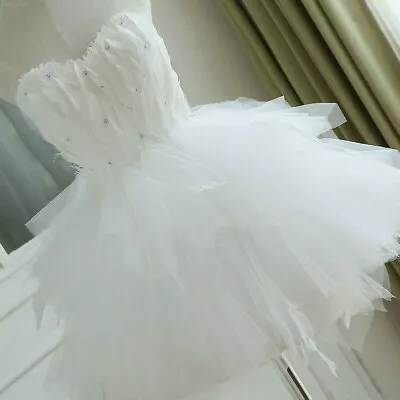 Lady Feather Mesh Dress Sweetheart Ruffle Tutu Fairy Princess Ball Prom Gown • £61.58