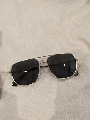 Polaroid Polarized Sunglasses Dark Gray Lens Gold Frame With Box • $30