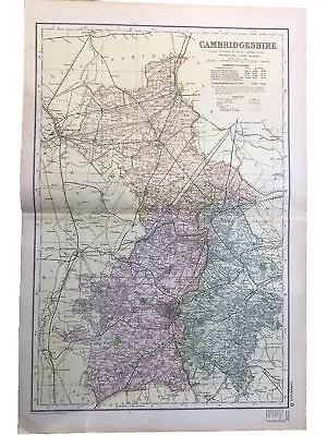 Original Antique Map Of Cambridgeshire 1895. • £16.99