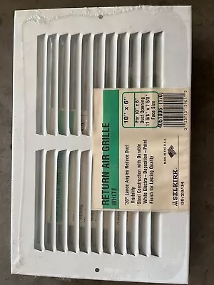 10”x6  WHITE Duct Grille Selkirk Return Air Grille Steel White Finish New • $16.99