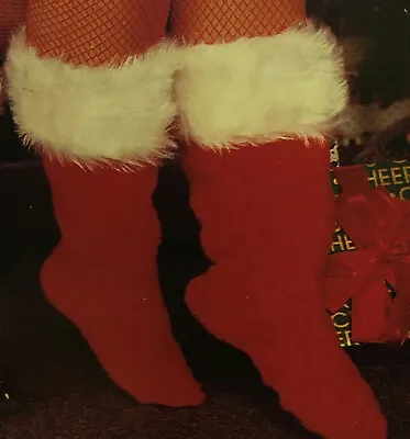 Rubie's Red Plush Santa Boot Christmas Slippers White Trim Adult Unisex Medium • $12.99