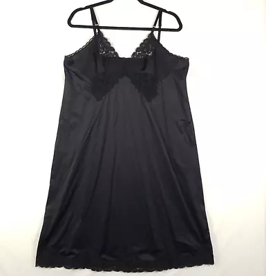 Vintage Vanity Fair Full Slip Womens 40 Plus XL All Antron Nylon Lace Trim Black • $22.99