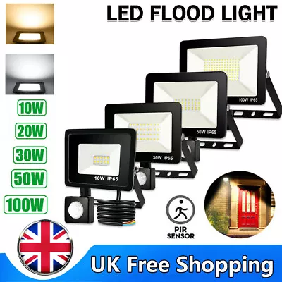 10-100W LED Flood Light Floodlight Motion Sensor PIR Outdoor Yard Security Lamp • £15.99