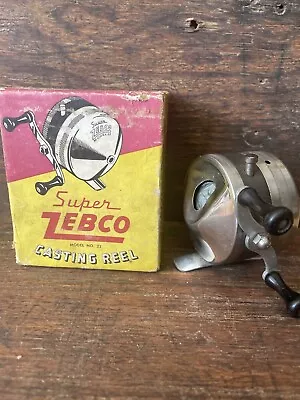 $19 • Buy Vintage Zebco Model 22 Spincast Marbled Thumb Fishing Reel With Box And Papers