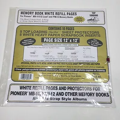 Pioneer 12 X12 Top Loading White Memory Book Refill Pages RMW-5 (5 Pack) - NEW • $3.95