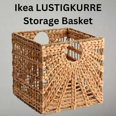 Ikea Storage Basket Natural Water Hyacinth/seagrass  LUSTIGKURRE 32x33x32cm NEW • £99.99