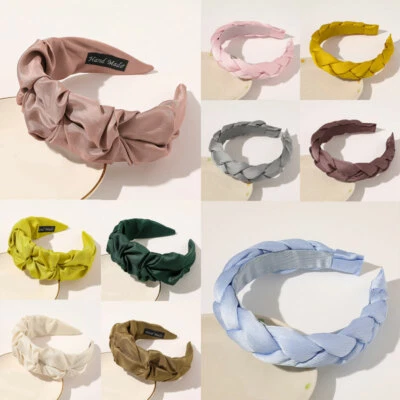 $4.99 • Buy Retro Headband Solid Color Women Twist Braid Pleated Hair Hoop Hairpin Hairband