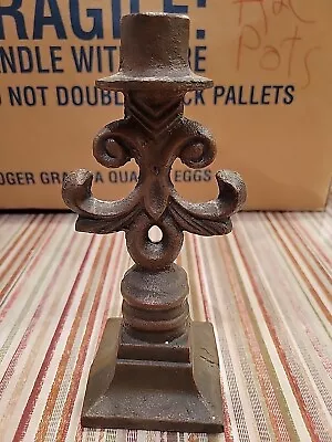 Vintage Cast Iron Candle Stick Holder 8.5 H   Heavy • $9.95