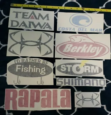 LARGE DIE-CUT BASS PRO Sport-Fishing Vinyl Decal/Sticker Lot = 9 Daiwa™️ Rapala™ • $9.99