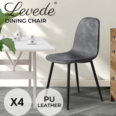 $209.99 • Buy Levede 4x Dining Chairs Kitchen Eames Accent Chair Lounge Room Padded PU Leather