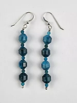 Jay King Mine Finds Blue Neon Apatite Drop Earrings Sterling Silver Posts • $36.89