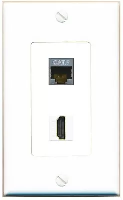 2 Port 1 Gang Jack Face Plate Cover Cable Plastic CAT7 HDMI Wall Plate • $12.44