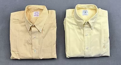 Lot Of 2 Brooks Brothers Button Down Shirts Mens Size L - 16.5 Yellow • $24.99