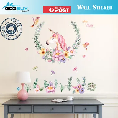 DIY Wall Sticker Unicorn Happy Flowers Art Vinyl Wall Decals Home Room Decor • $14.99