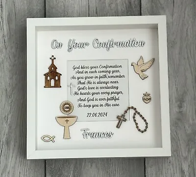 Personalised Confirmation Gift  3D Box Frame Confirmation Keepsake27cm X 27cm • £29.99