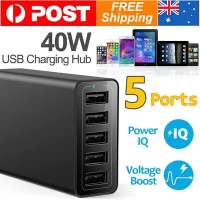 $19.77 • Buy Multi Port USB Charger 40W 5 Ports AC Adapter Wall USB Hub Fast Charging Station