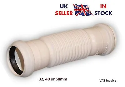 Push Fit Waste Plumbing Pipe Flexible Equal Or Reducer Coupler White 32 40 50 Mm • £8.47