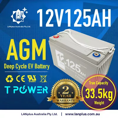12V 125AH AGM Deep Cycle Battery Caravan Boat Solar Fridge 4WD  120Ah 100AH • $265