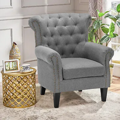 Chesterfield Wing Back Queen Anne Rollback Arm Chair Lounge Armchair Tub Sofa UK • £199.95