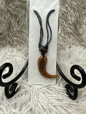 NEW Adjustable Yak Bone Tribal Necklace Wax Cord Locally Made Gift Costume • $2.99