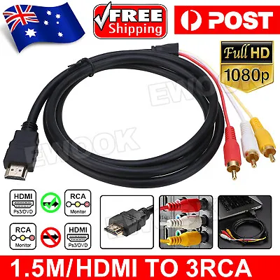 $5.45 • Buy HDMI To RCA RGB Male AV 3 RCA Video Audio Converter Cable For HDTV DVD Player