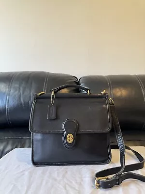 Coach Vintage Willis Bag 9927 Black Leather Crossbody Turnlock Brass • $86