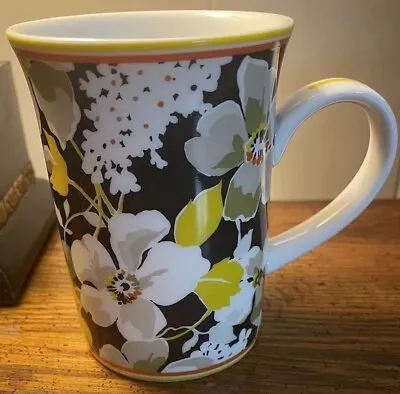 Vera Bradley Mug Coffee Cup Floral. Black Gold. Tea Dogwood Retired • $10.99